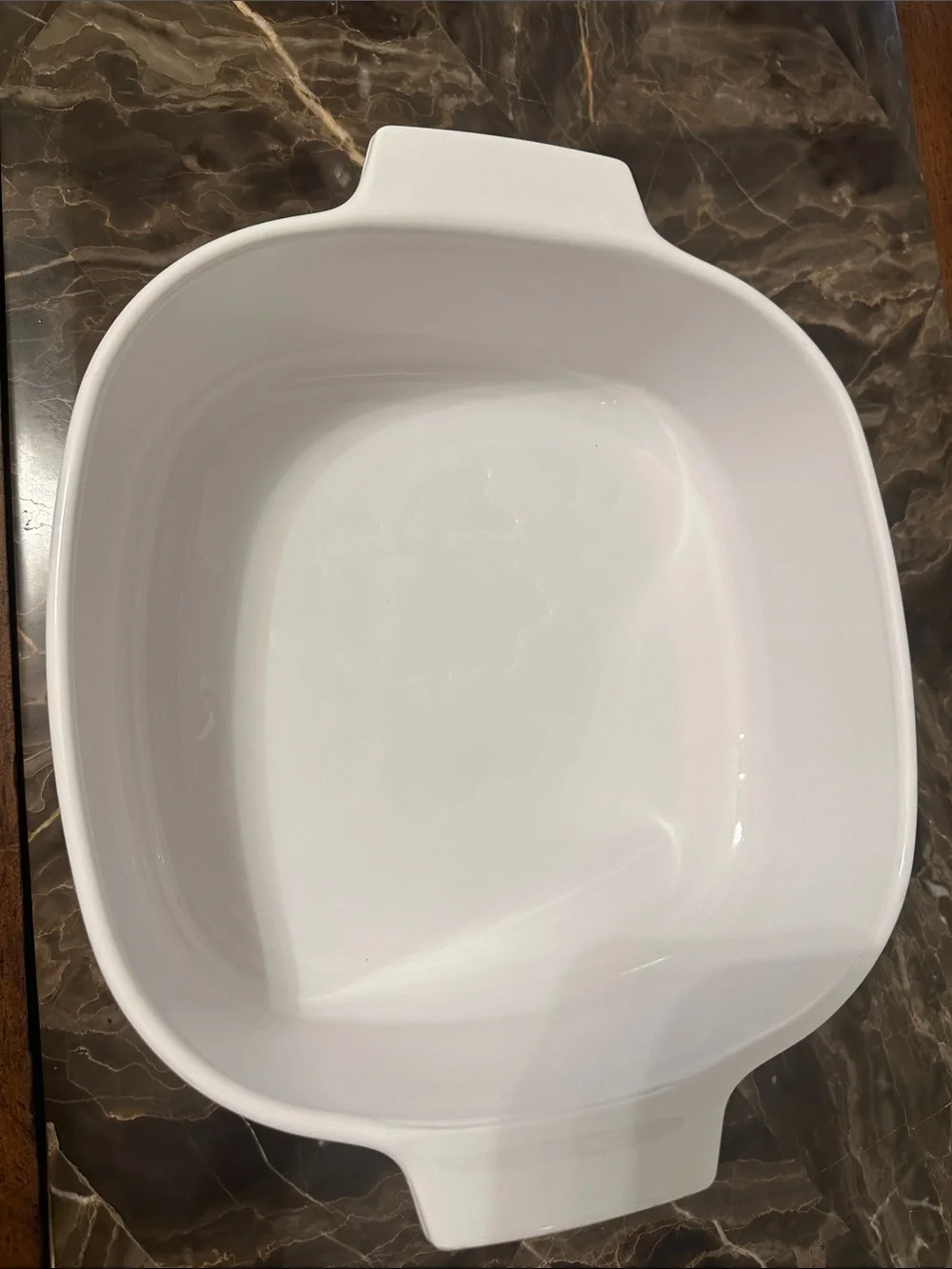 Corningware White Casserole with Blue Flower Motif and Glass Lid